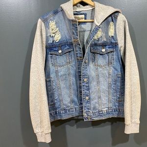 Denim with sweater sleeves jacket